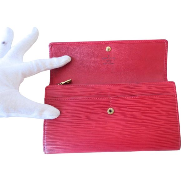 422129F V Louis Vuitton Wallet Sarah Long Red Epi - Picture 7 of 8